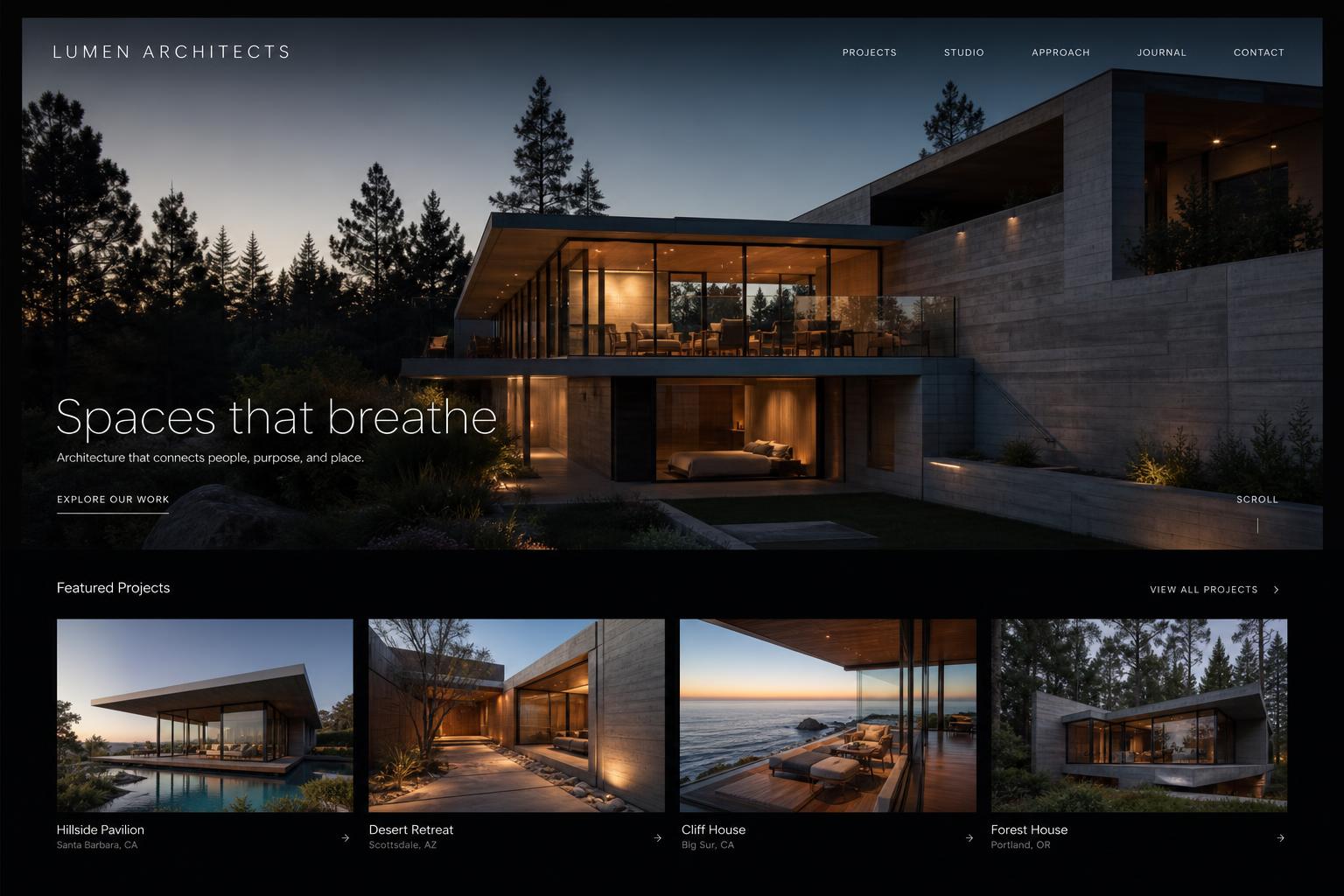 Lumen Architects website design sample