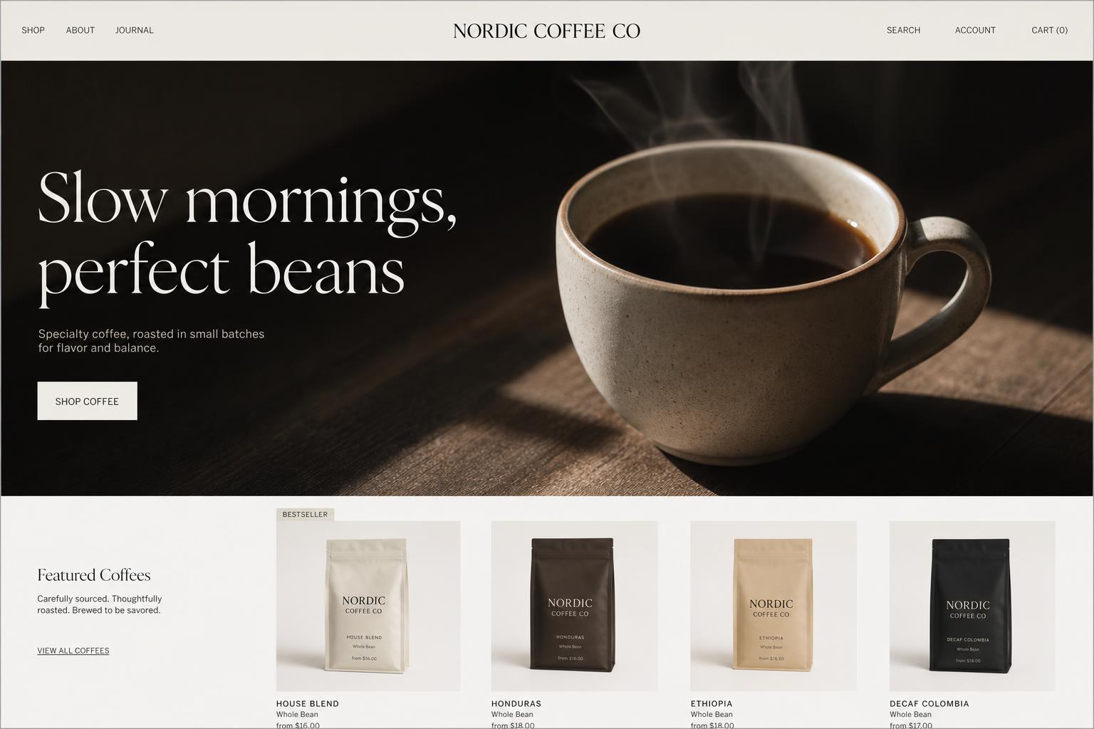 Nordic Coffee Co. website design sample