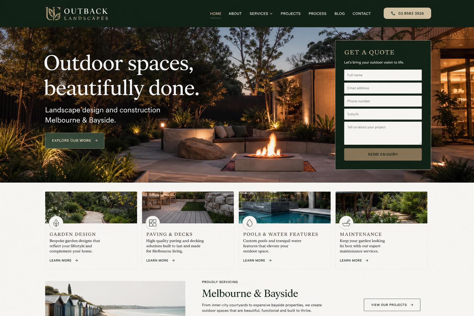 Outback Landscapes website design sample