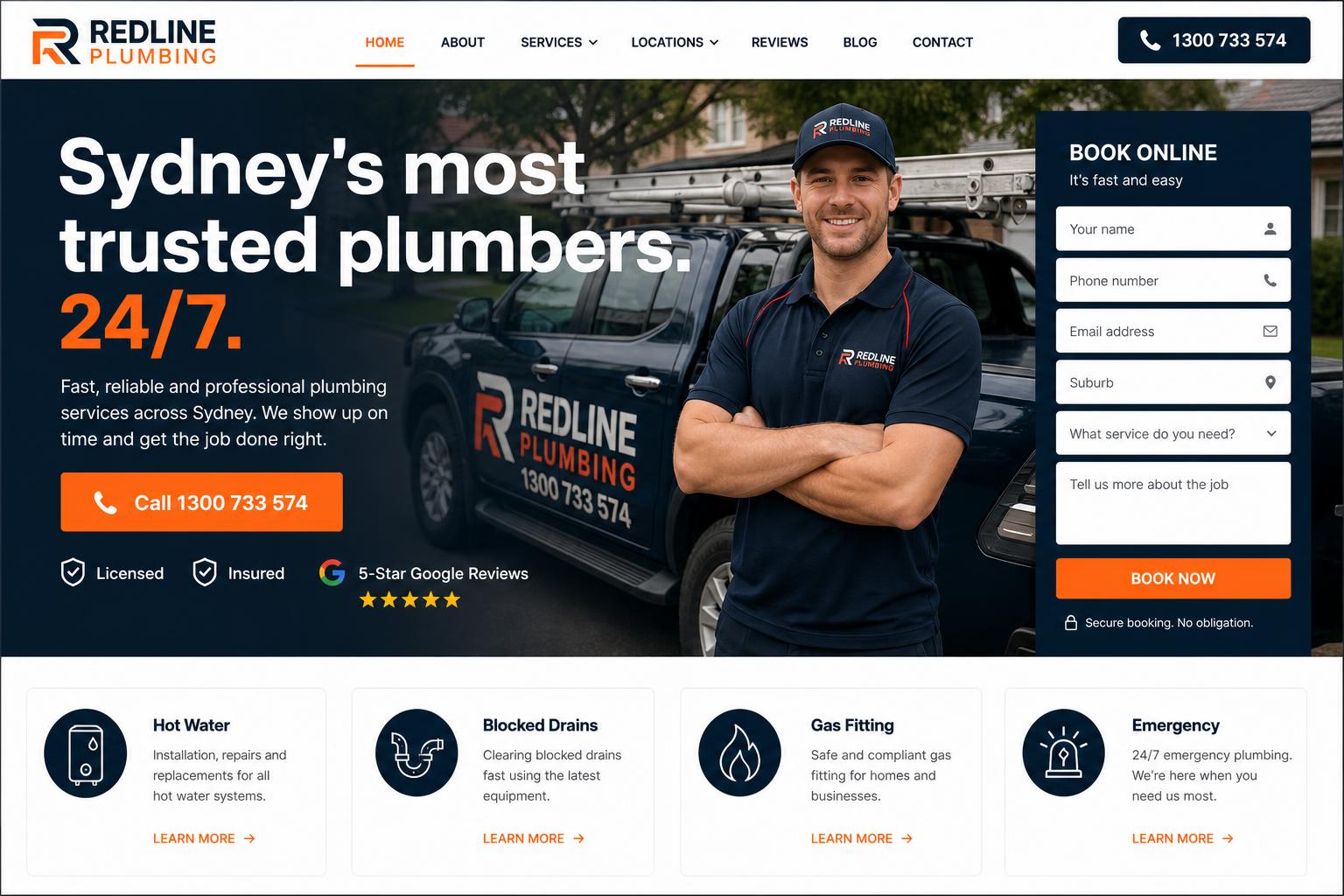Redline Plumbing website design sample