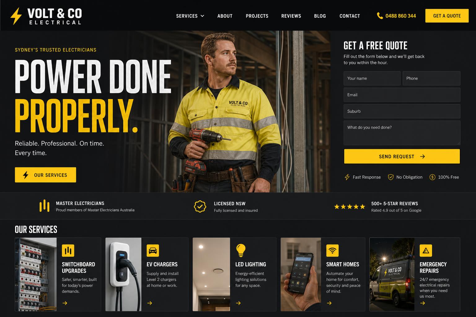 Volt & Co Electrical website design sample